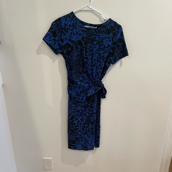 Diane Von Furstenberg Blue Leaf Vine Conflower Zoe Dress - Picture 3 of 9